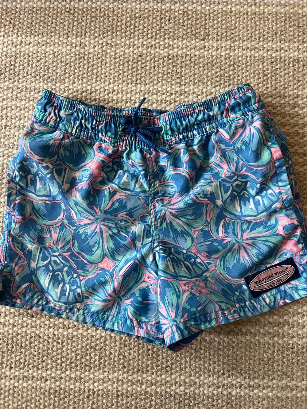 Vineyard Vines Blue and Pink Floral Swim Shorts